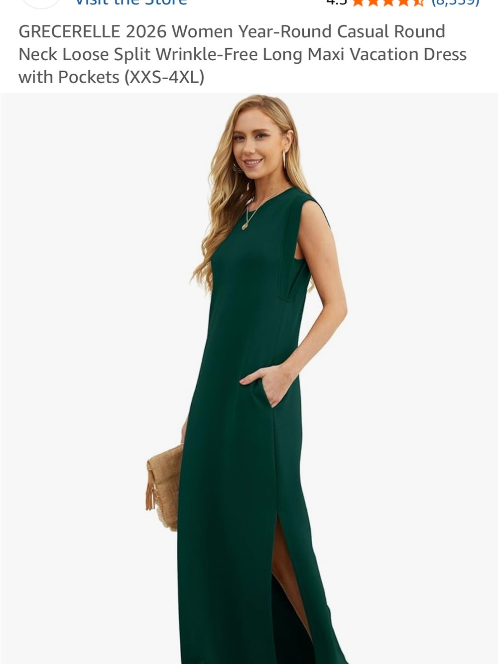 GRECRERELLE Sleeveless Maxi Dress in Dark Green